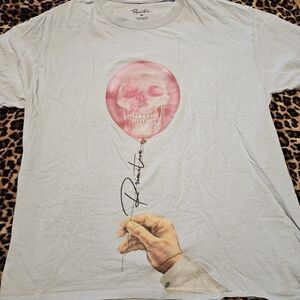 Primitive Light Gray Short-Sleeve Tee with Pink Skull Balloon Graphic